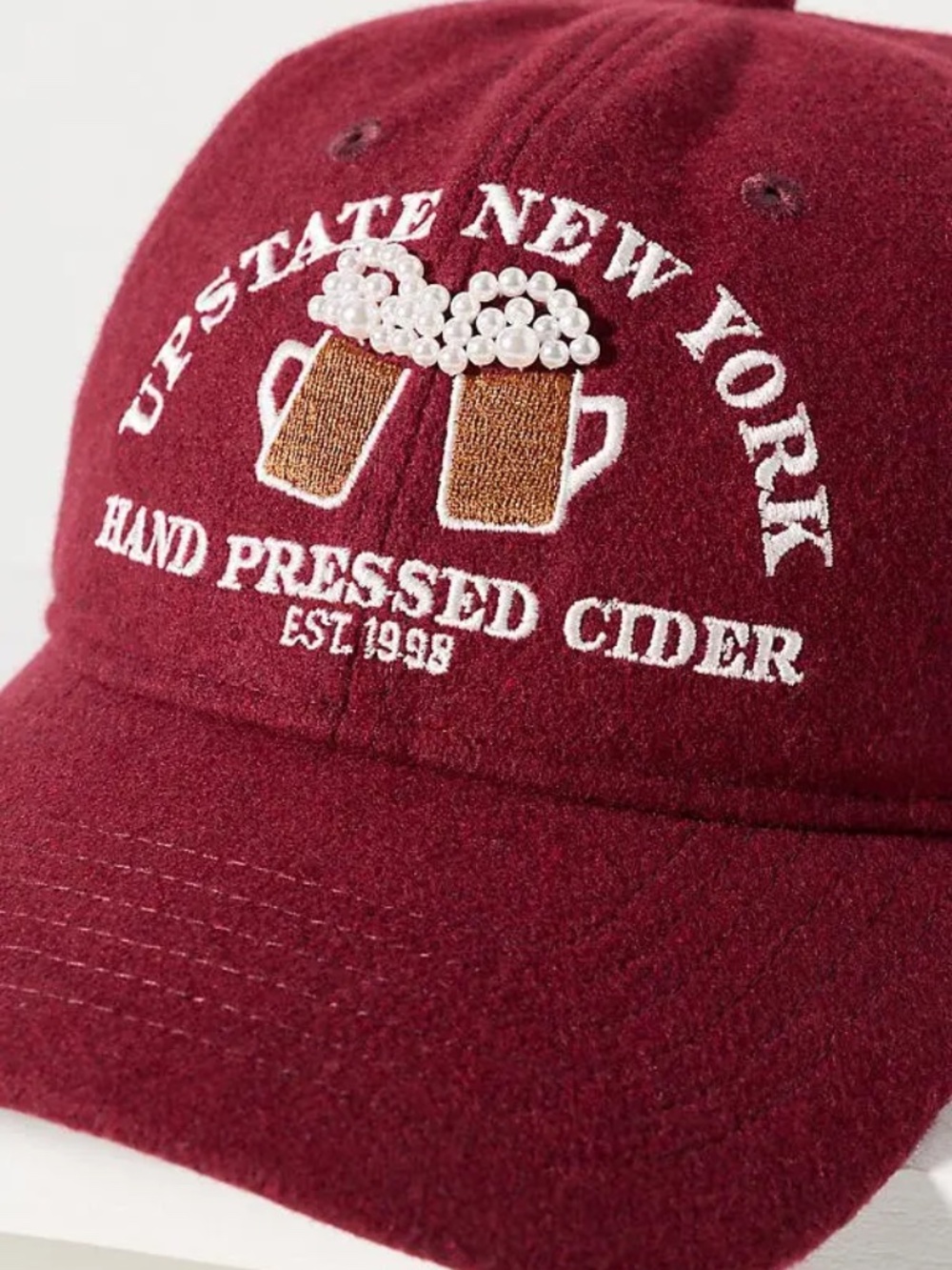 Anthropologie Coney Island Picnic Fall Icon Baseball Cap *HAND PRESSED CIDER RED